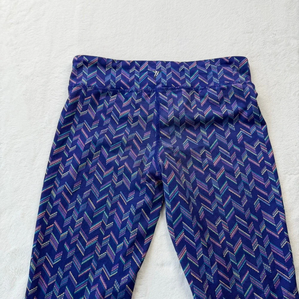 Old Navy Active Leggings Girls L‎ 10-12 Purple Chevron Go-Dry Good Condition